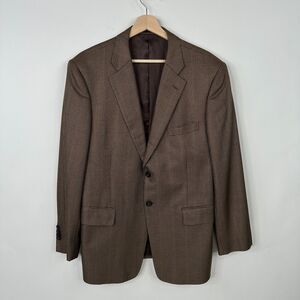 John Nordstrom Silk Wool Houndstooth Blazer 42 S Brown Sport Coat Jacket 2 Btn